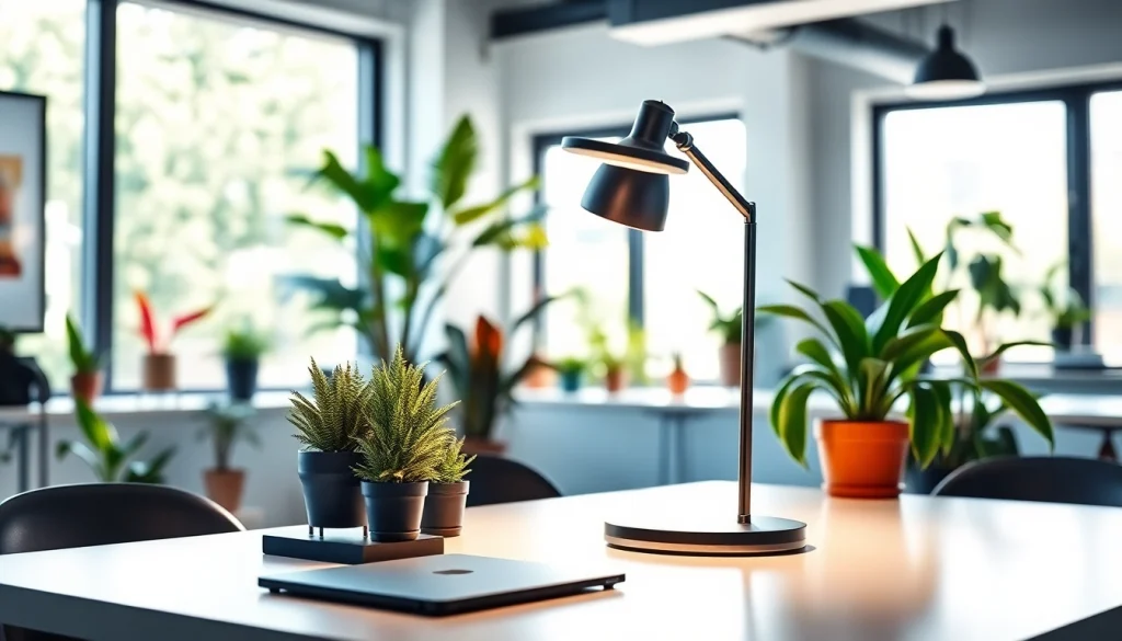 Illuminate your workspace with the stylish design of COMLED lamp enhancing modern decor.