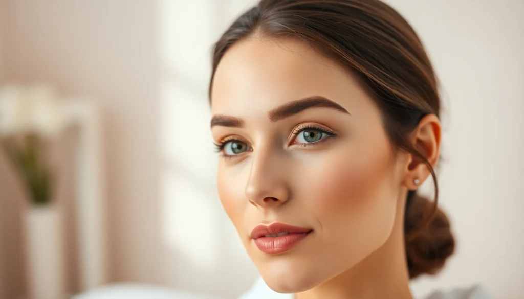Reveal the benefits of a botox brow lift on a model in a tranquil spa setting.