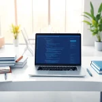 Engaging web development workspace showcasing sleek technology and creative tools.