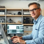 Providing expert computer services in a modern tech office with equipped tools and software.