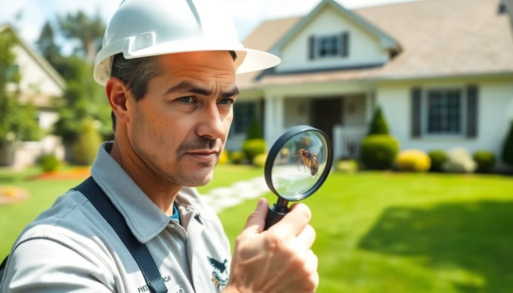 Engage expert pest control services with a technician inspecting a home environment for pests.
