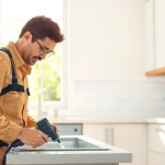 Pest control services illustrated by a technician treating a home environment.
