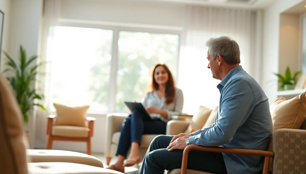 Engaging moment with a couple and their relationship coach in a warm, inviting environment.