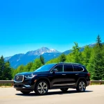 Vancouver to whistler private transfer featuring a luxury SUV against stunning mountainous backdrops.