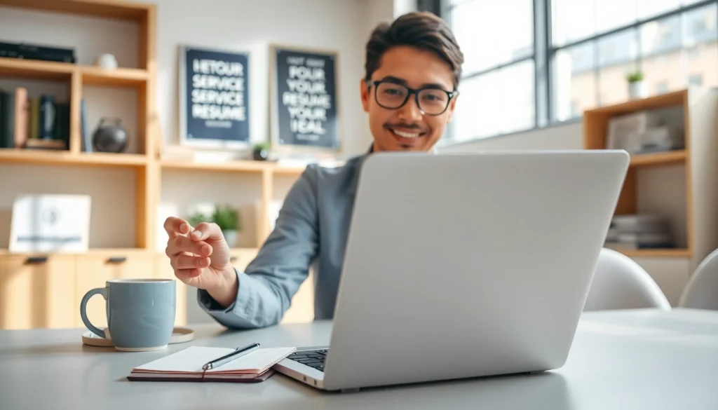 Reviewing customer service resume summary examples in a professional office setting.