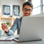 Reviewing customer service resume summary examples in a professional office setting.