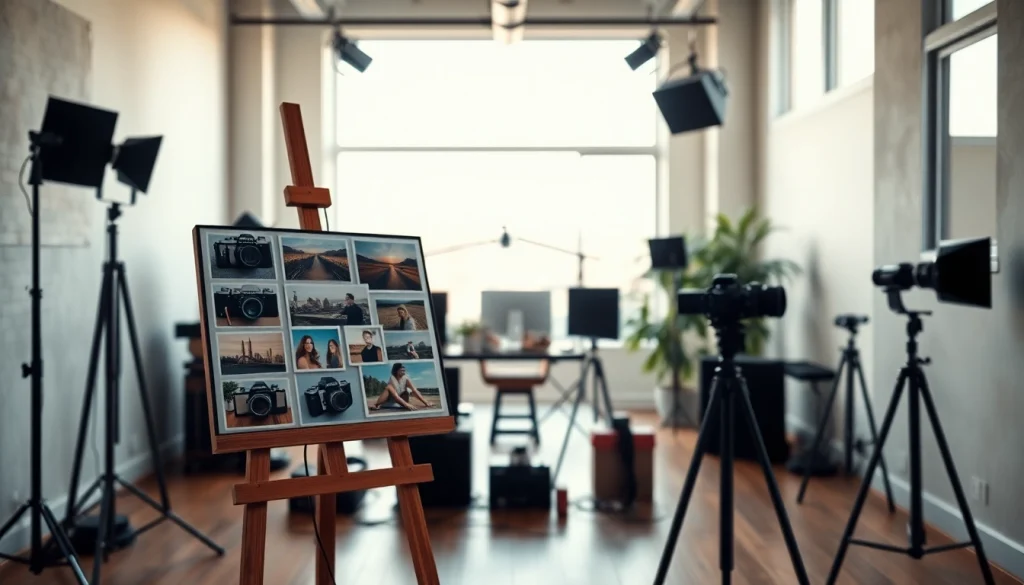 Capture the essence of a photography company edmonton in a stylish studio setting.