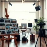 Capture the essence of a photography company edmonton in a stylish studio setting.