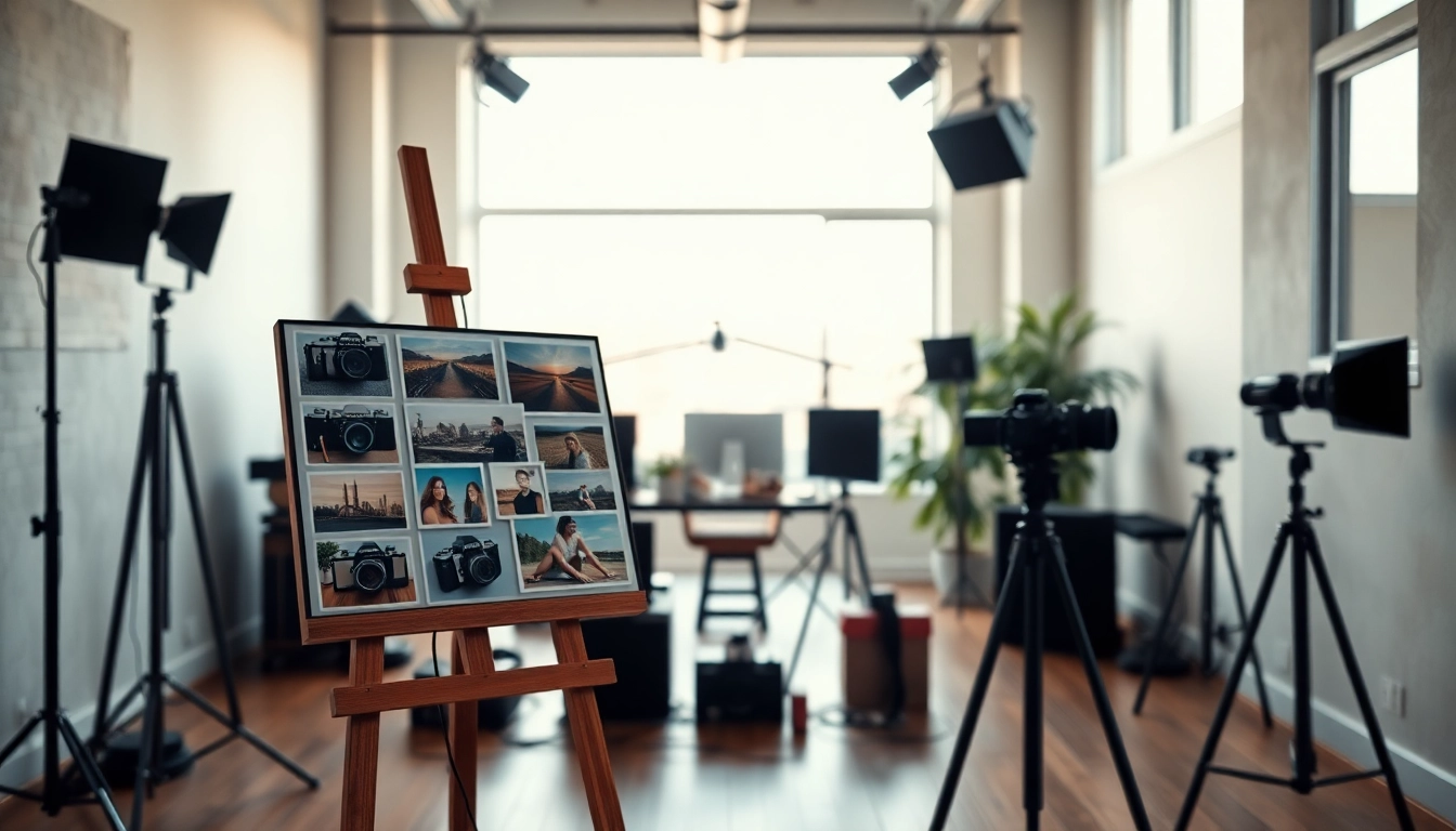 Capture the essence of a photography company edmonton in a stylish studio setting.
