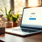 Masuk ke IDR89 Login dengan tampilan modern dari laptop di kantor rumah yang nyaman.