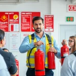 Enhancing fire safety knowledge through a training session featuring an instructor and engaged participants.