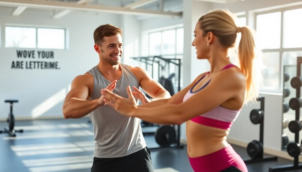 Engaging personal trainer sevenoaks guiding a client during an energetic workout session.