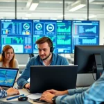 Enhance Remote IT Support Markham services with a professional team collaborating in a tech-savvy environment.