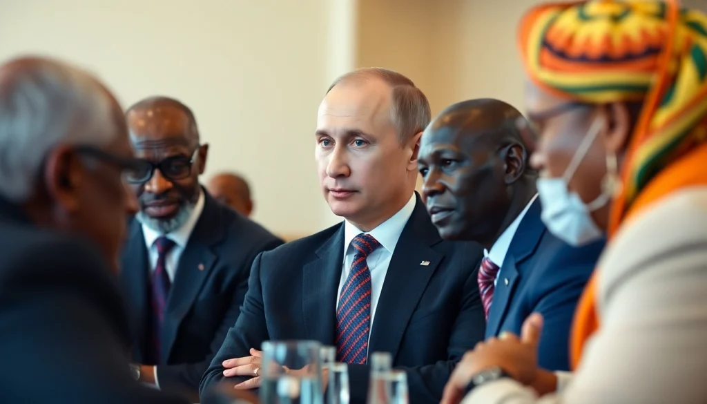 Poutine en Afrique francophone actively discussing economic strategies during a diplomatic meeting with African leaders.
