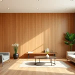 Enhance your space with faux wood paneling that adds elegance and warmth to modern interiors.