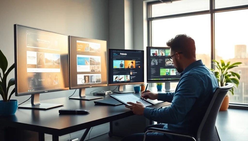 Engaging display of web design Kansas City services featuring modern workspace and digital creativity.