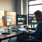 Engaging display of web design Kansas City services featuring modern workspace and digital creativity.