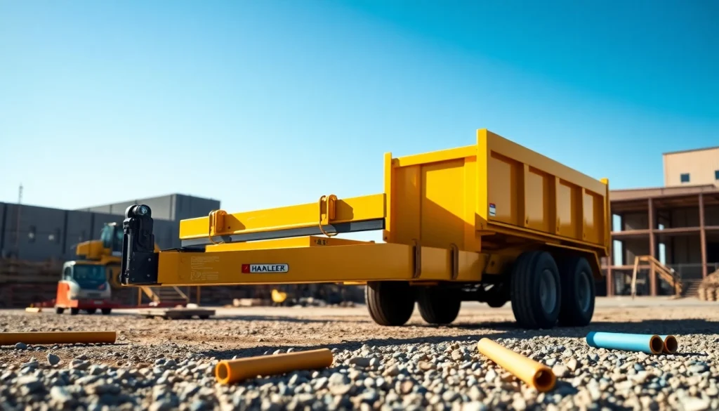 Find a high-quality dump trailer for sale near me on a busy construction site.