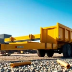 Find a high-quality dump trailer for sale near me on a busy construction site.