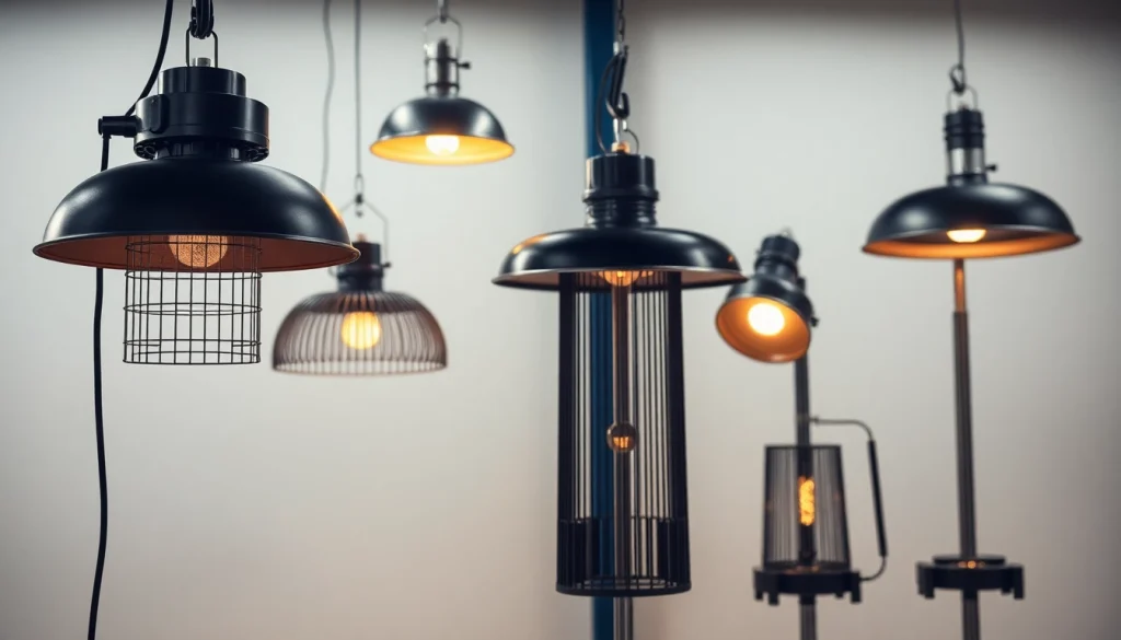 Industrial heat lamps showcasing efficient heating technology in a modern industrial environment.