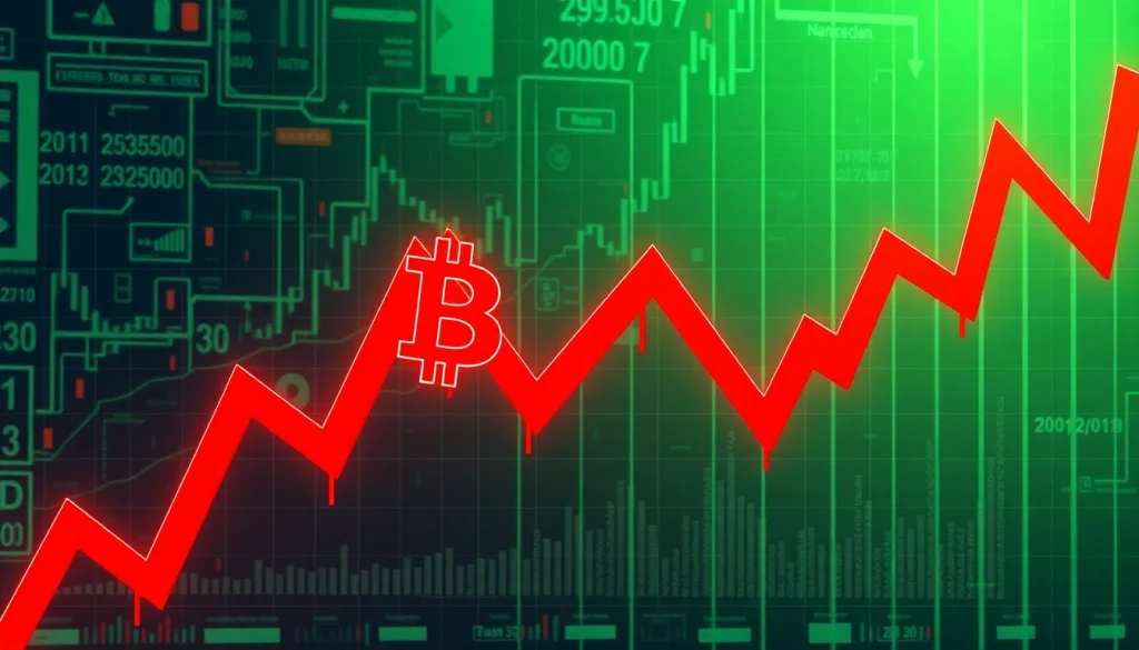 Bitcoin flash crash today illustrated with a dramatic market decline chart emphasizing volatility.