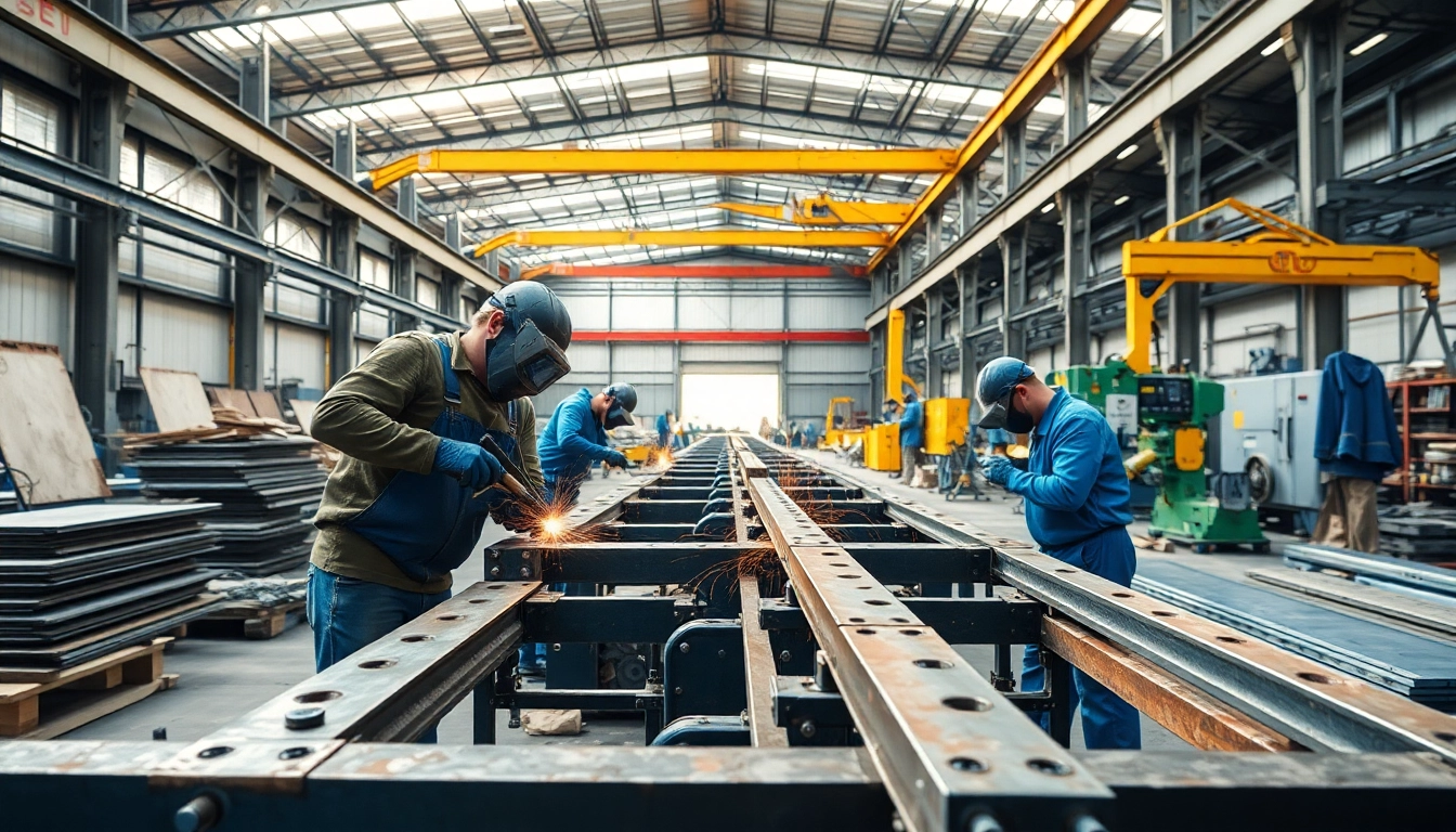 Creating custom steel fabrication with expert craftsmanship and advanced machinery in a professional workshop.
